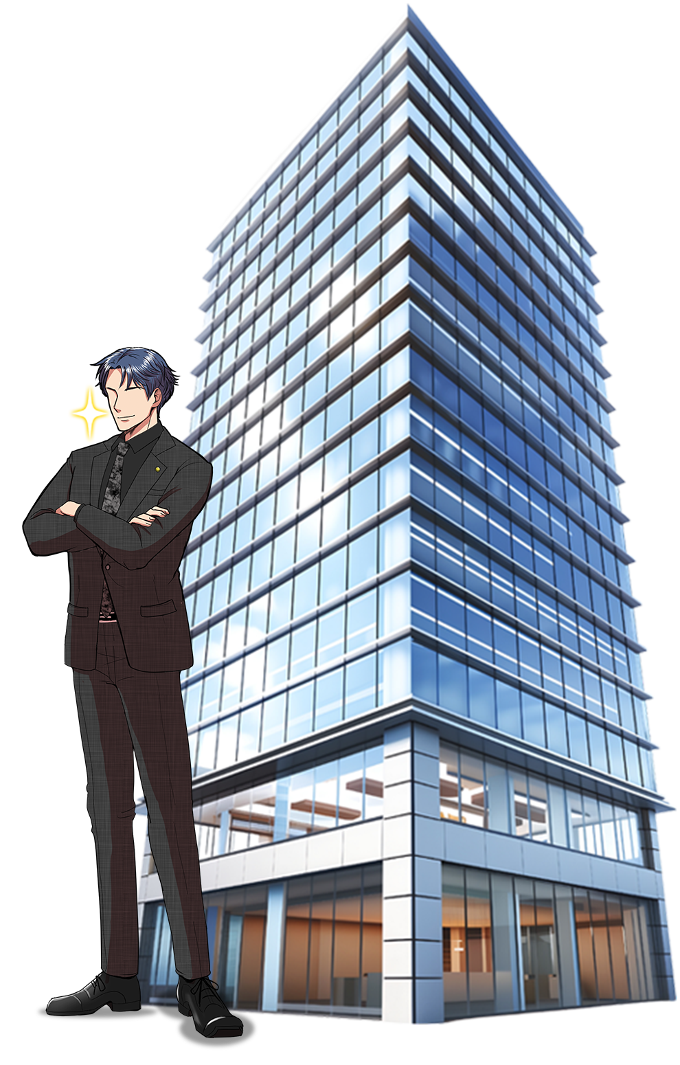 男とビル